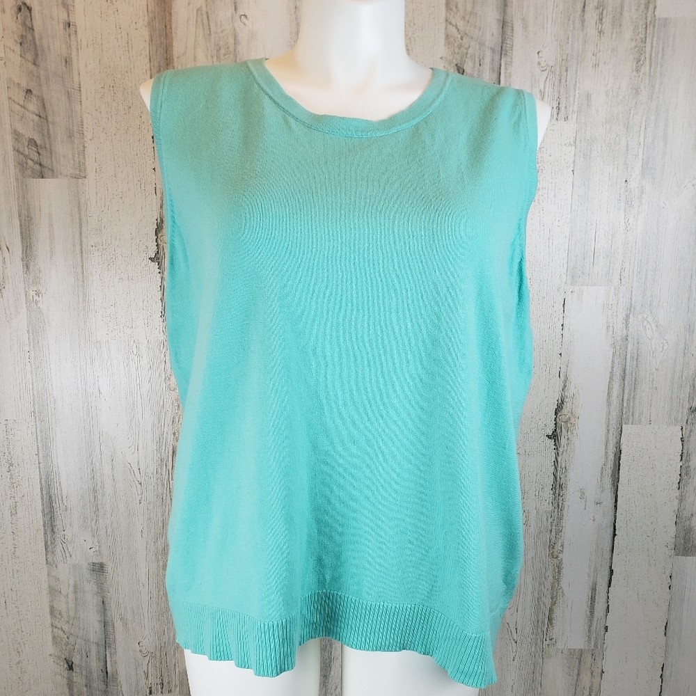 CJ Banks Sleeveless Aqua Top Size 2X